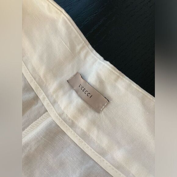 L’Cecci Brazilian White Wide Leg High Rise Linen Palazzo Pant Size 40 - Picture 9 of 10